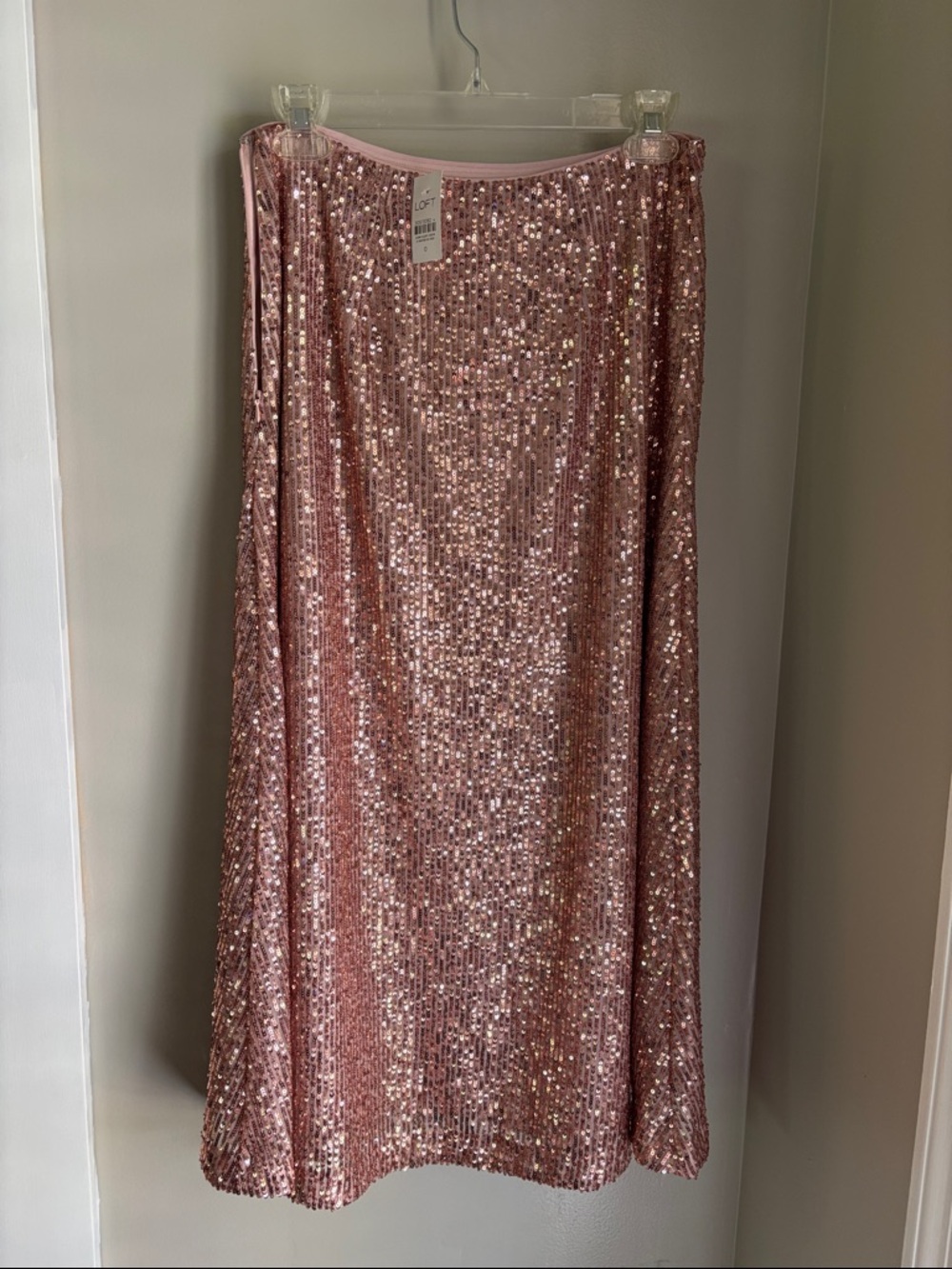 LOFT Rose Pink Sequin Maxi Skirt
